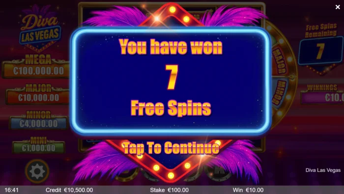 Diva Las Vegas - активирање на бонус Free Spins
