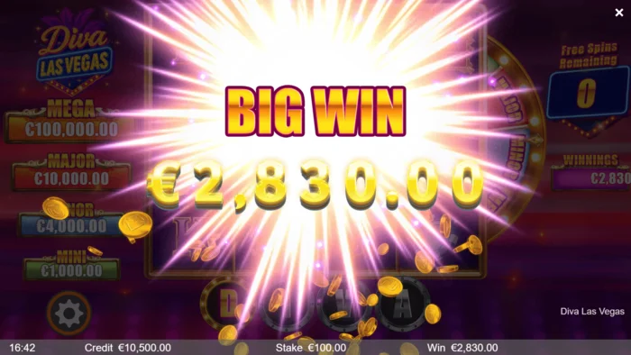 Diva Las Vegas - голема добивка за време на Free Spins